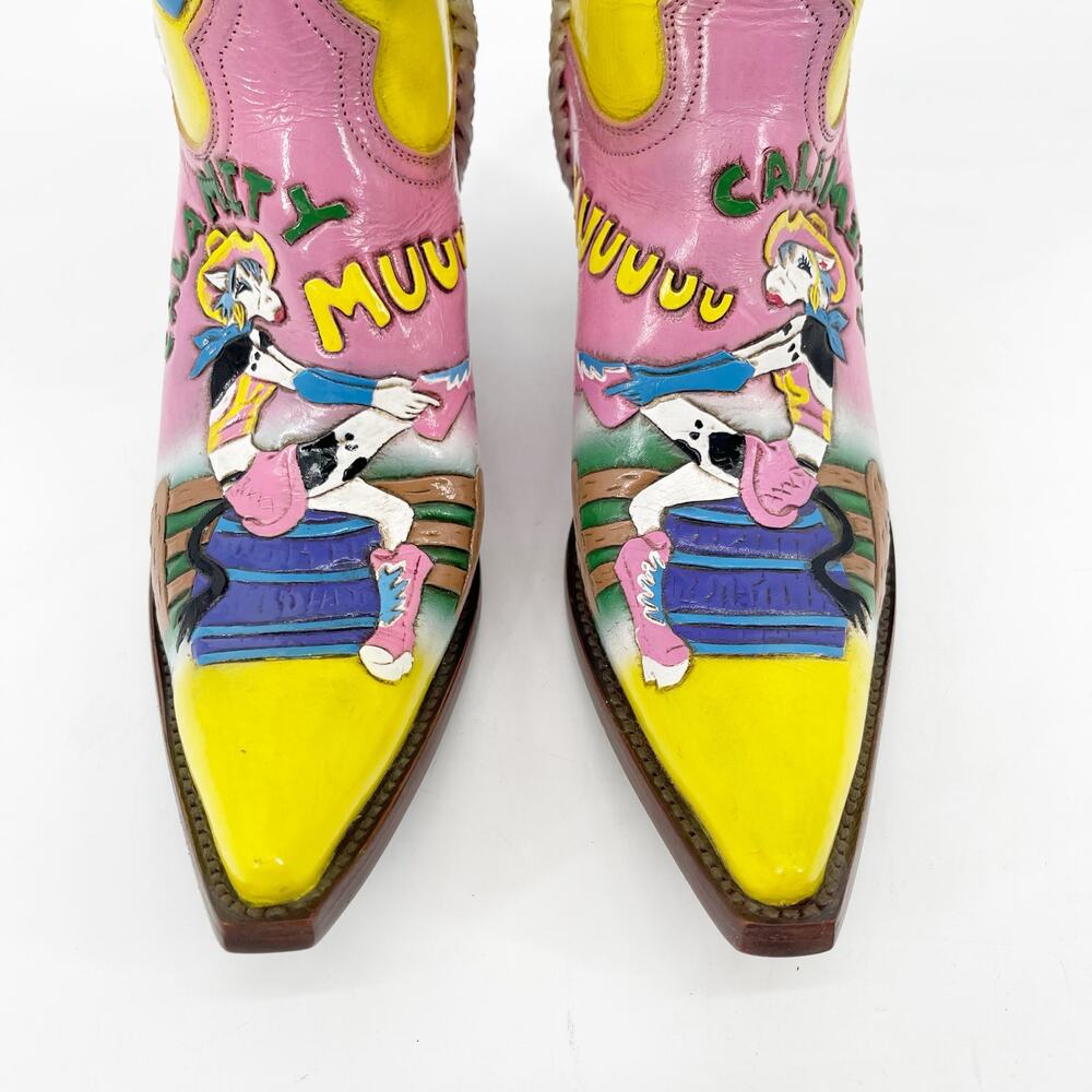 RARE Old Gringo Pink Calamity Cartoon Star Cow Cowgirl Rodeo Boots Women’s 6.5 - Picture 6 of 13